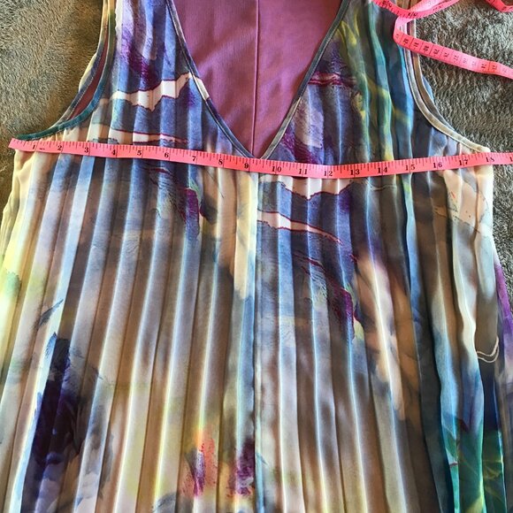 Maxi dress women's S Cleo mauve/blue florals pleated lined ethereal fairy event - Picture 8 of 10